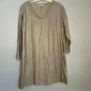 Fabindia Silk/Cotton Tunic, Golden Tan Color, 3/4 Sleeves, Size L NWOT